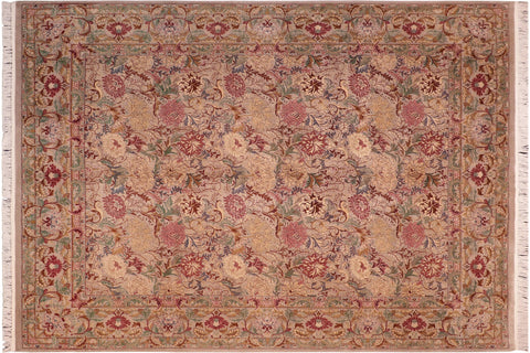 handmade Transitional Morris Taupe Red Hand Knotted RECTANGLE 100% WOOL area rug 8x10
