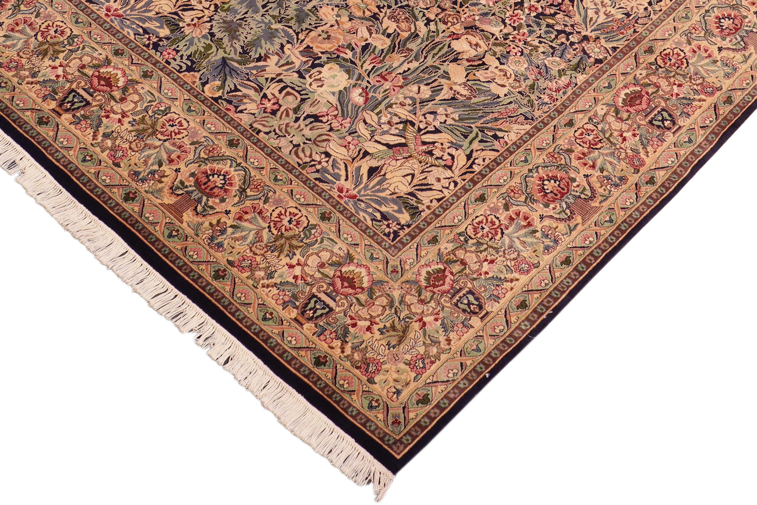 handmade Traditional Inkalab Blue Gold Hand Knotted RECTANGLE 100% WOOL area rug 8x10