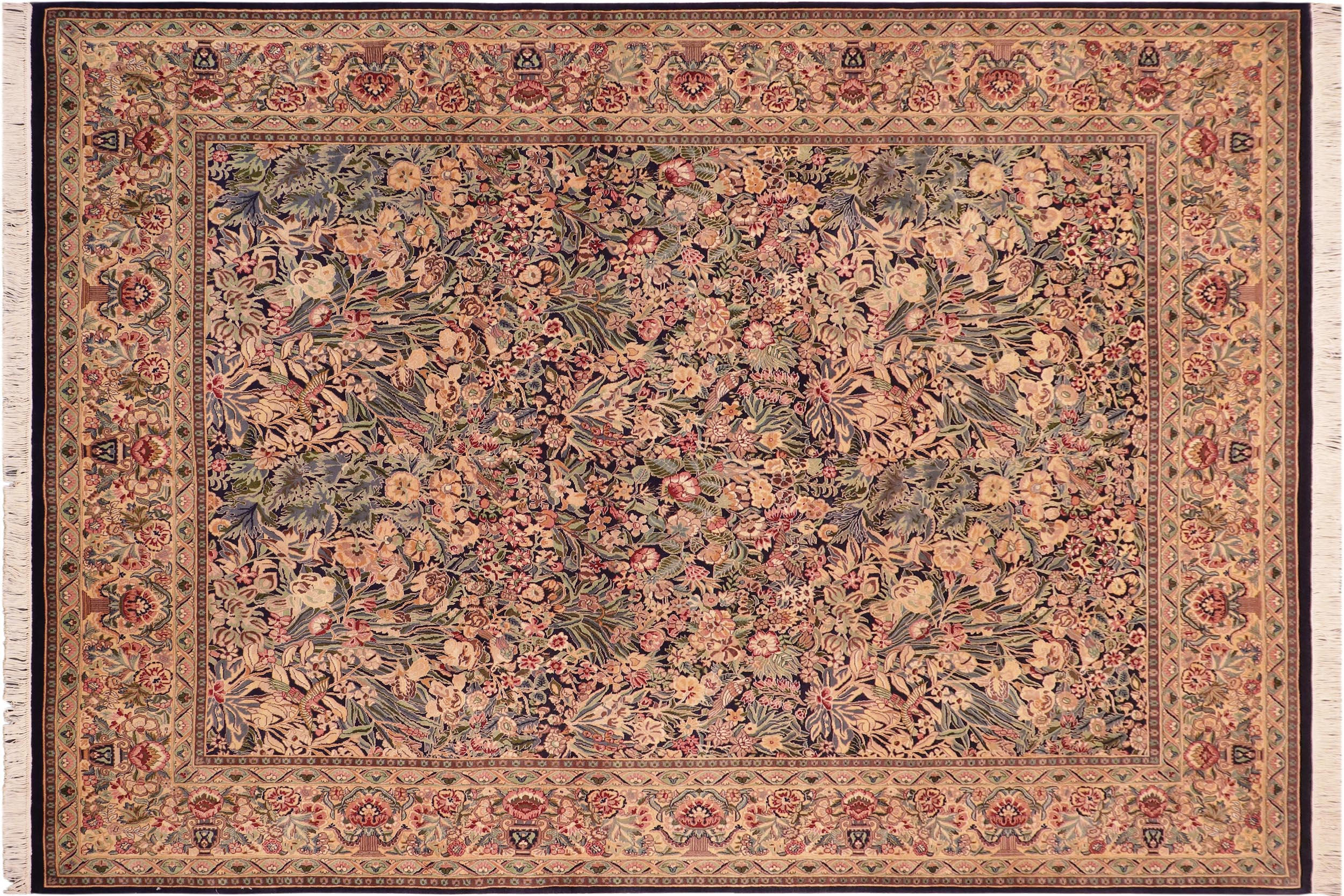 handmade Traditional Inkalab Blue Gold Hand Knotted RECTANGLE 100% WOOL area rug 8x10