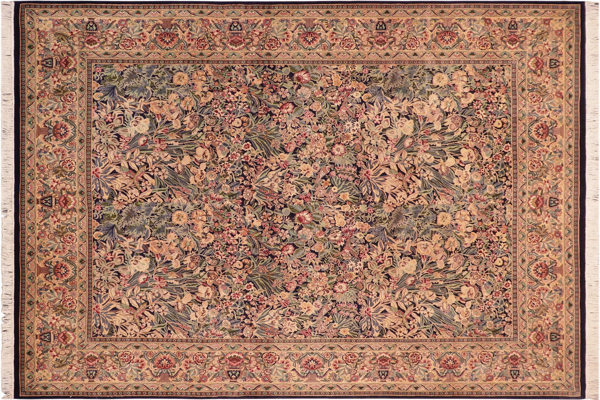 handmade Traditional Inkalab Blue Gold Hand Knotted RECTANGLE 100% WOOL area rug 8x10