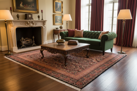 handmade Transitional Paracha Black Rust Hand Knotted RECTANGLE 100% WOOL area rug 8x10