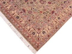 handmade Traditional Abasi Afsha Green Beige Hand Knotted RECTANGLE 100% WOOL area rug 8x10