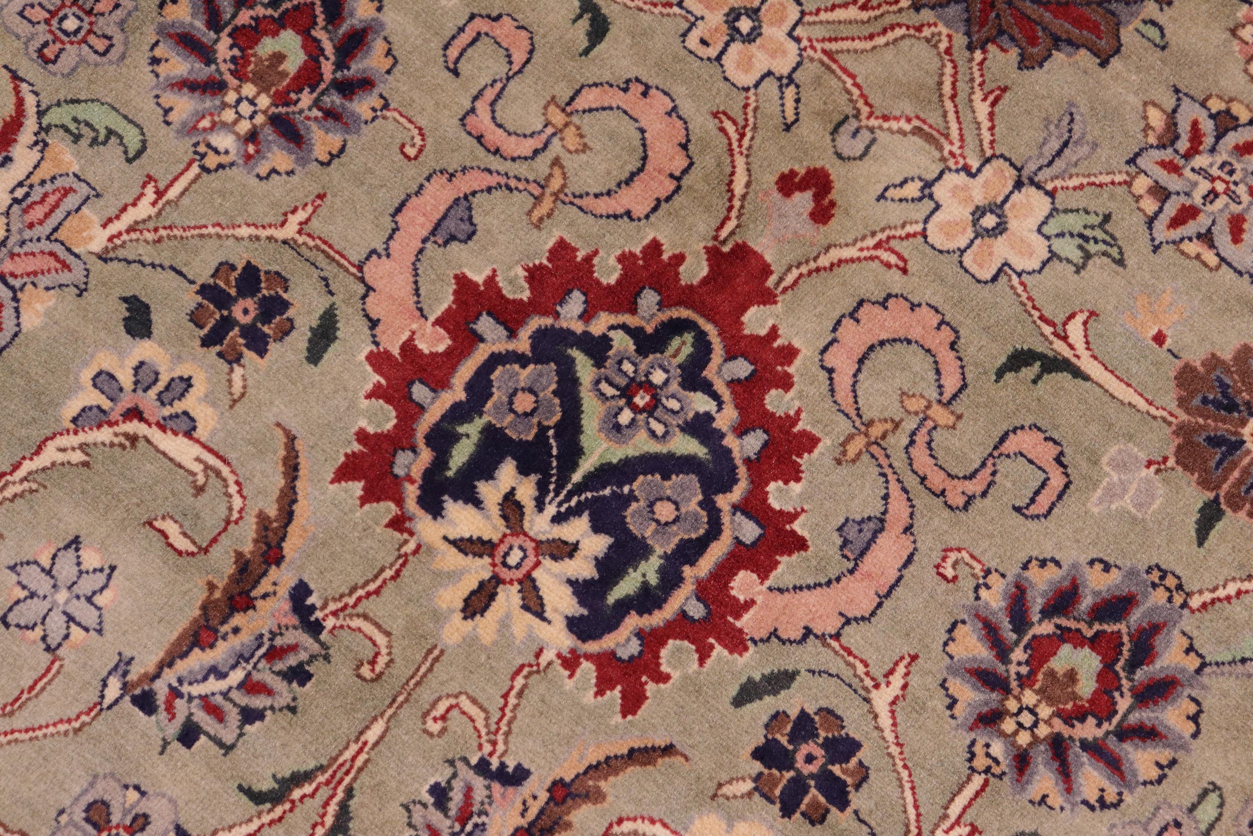 handmade Traditional Abasi Afsha Green Beige Hand Knotted RECTANGLE 100% WOOL area rug 8x10