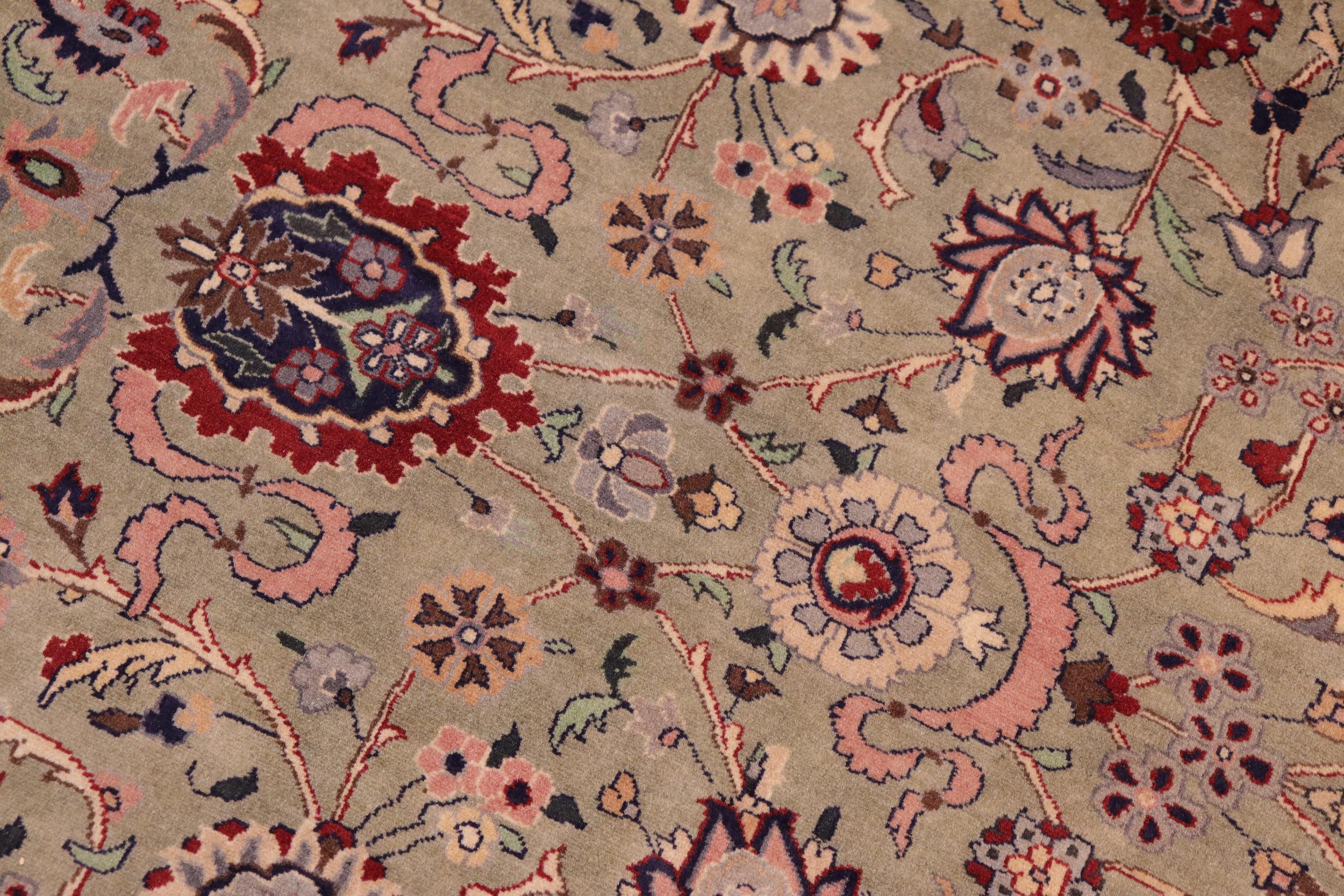 handmade Traditional Abasi Afsha Green Beige Hand Knotted RECTANGLE 100% WOOL area rug 8x10