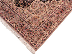 handmade Traditional Chugtai Taupe Black Hand Knotted RECTANGLE 100% WOOL area rug 8x10