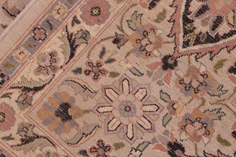 handmade Traditional Chugtai Taupe Black Hand Knotted RECTANGLE 100% WOOL area rug 8x10