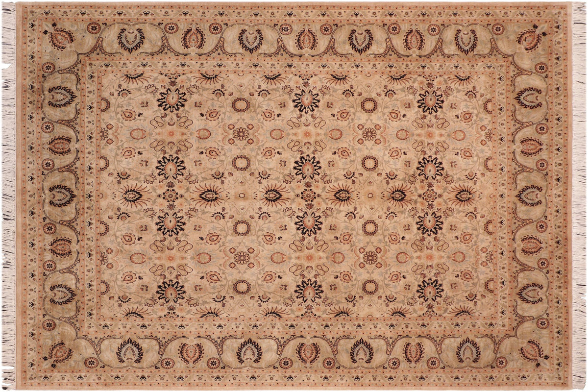 handmade Transitional New Asif Beige Green Hand Knotted RECTANGLE 100% WOOL area rug 8x10