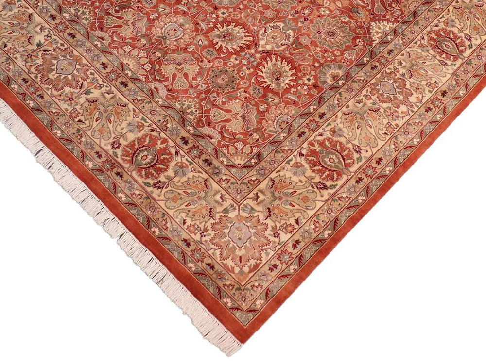 handmade Traditional Tabriz Rust Beige Hand Knotted RECTANGLE 100% WOOL area rug 8x10