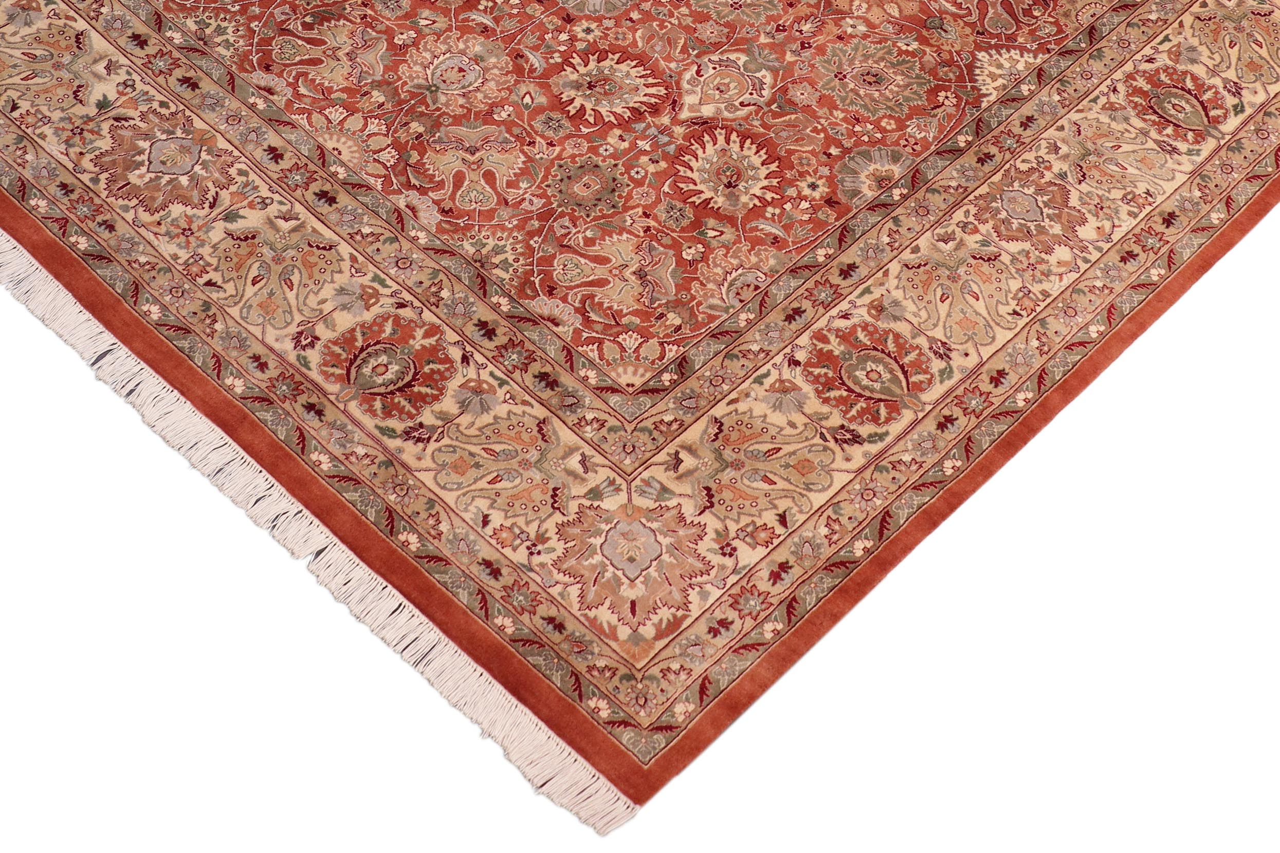 handmade Traditional Tabriz Rust Beige Hand Knotted RECTANGLE 100% WOOL area rug 8x10
