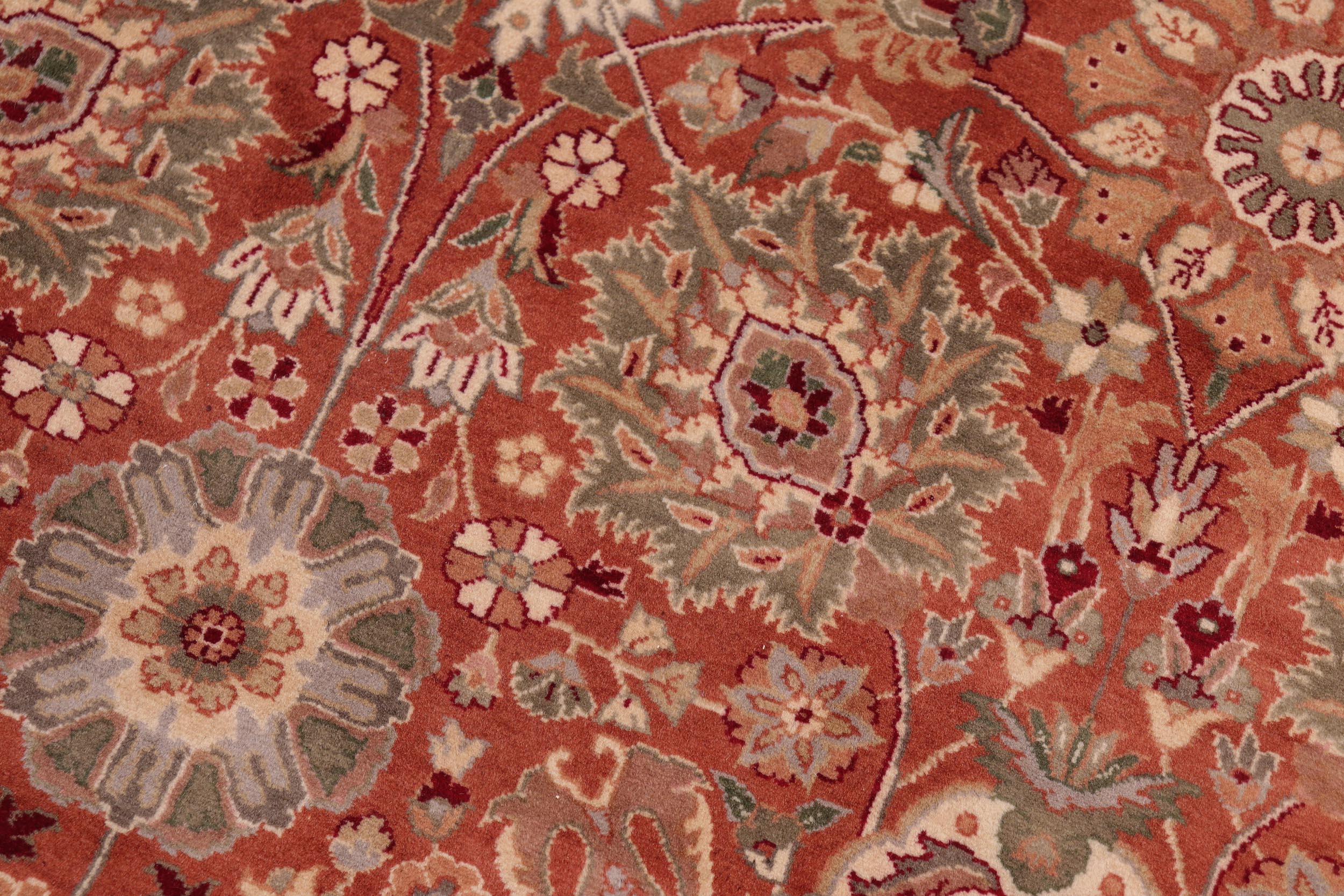 handmade Traditional Tabriz Rust Beige Hand Knotted RECTANGLE 100% WOOL area rug 8x10