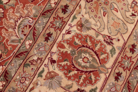 handmade Traditional Tabriz Rust Beige Hand Knotted RECTANGLE 100% WOOL area rug 8x10