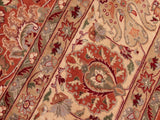 handmade Traditional Tabriz Rust Beige Hand Knotted RECTANGLE 100% WOOL area rug 8x10