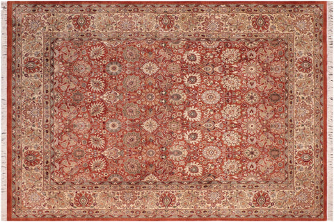 handmade Traditional Tabriz Rust Beige Hand Knotted RECTANGLE 100% WOOL area rug 8x10
