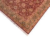 handmade Traditional Lahore Red Green Hand Knotted RECTANGLE 100% WOOL area rug 8x10