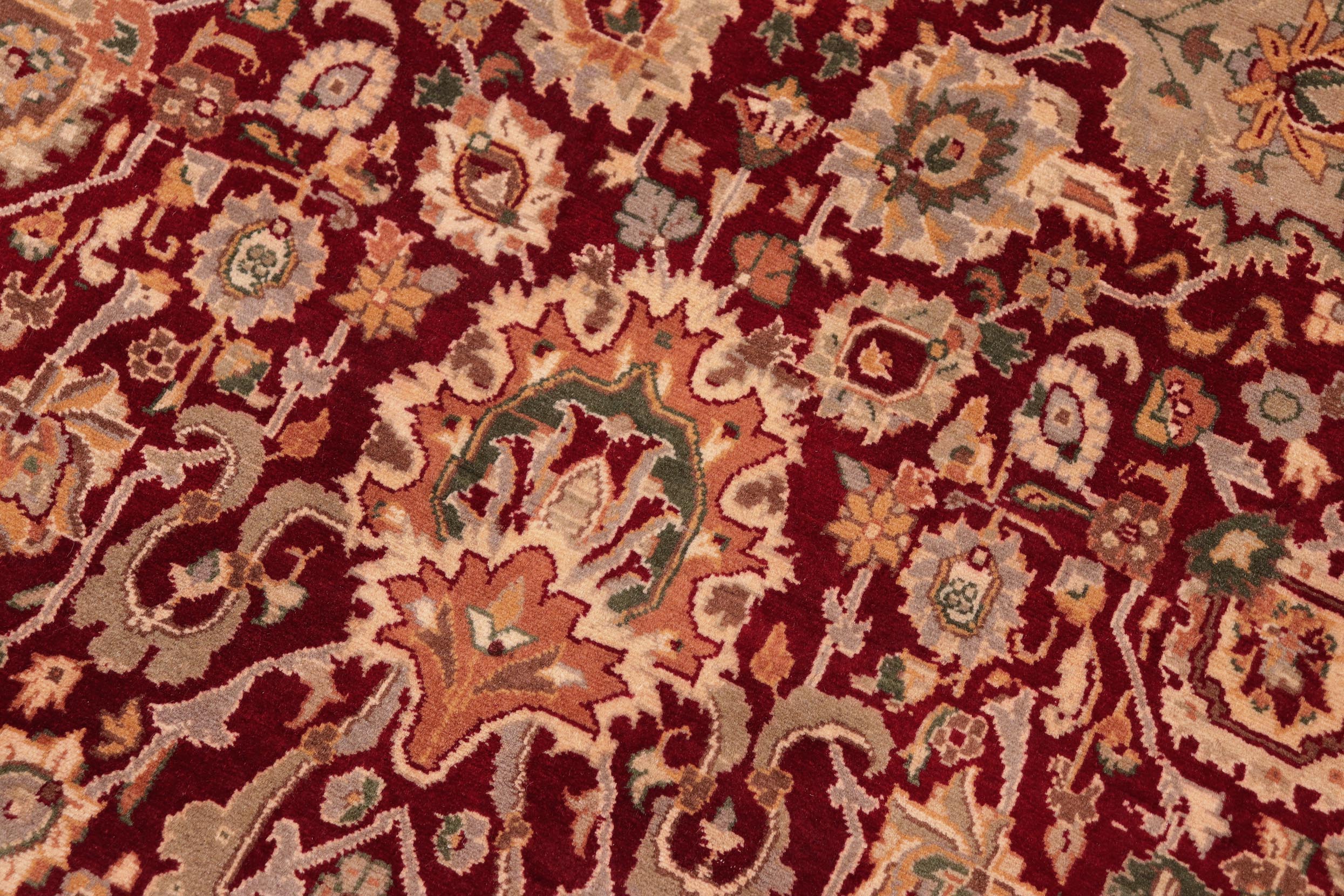 handmade Traditional Lahore Red Green Hand Knotted RECTANGLE 100% WOOL area rug 8x10