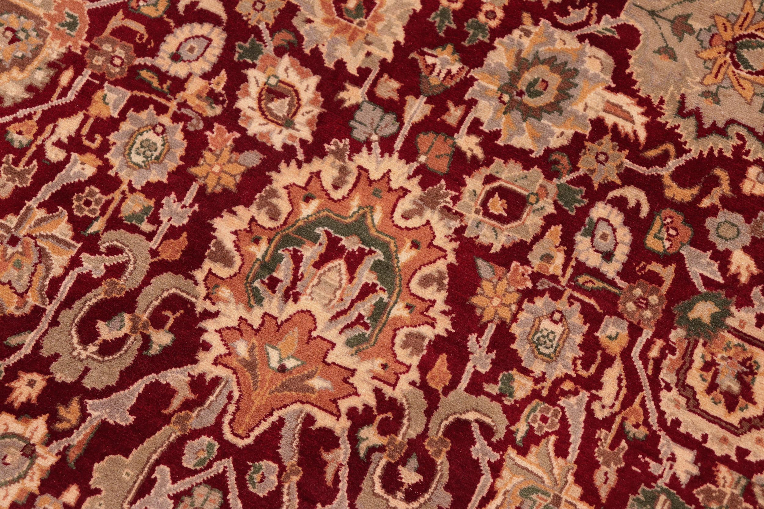 handmade Traditional Lahore Red Green Hand Knotted RECTANGLE 100% WOOL area rug 8x10