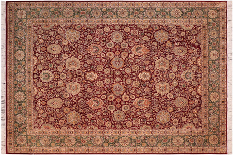 handmade Traditional Lahore Red Green Hand Knotted RECTANGLE 100% WOOL area rug 8x10