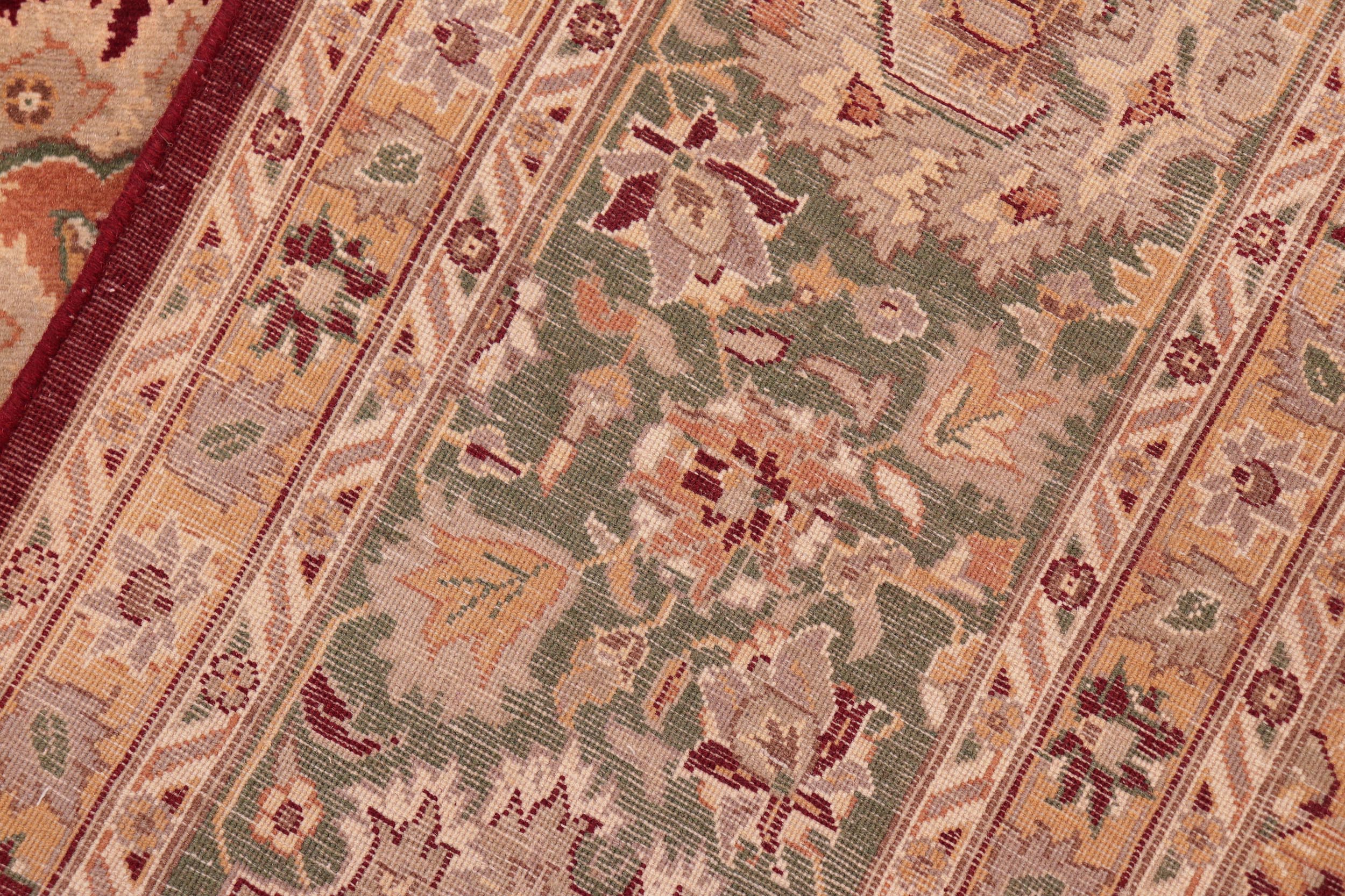 handmade Traditional Lahore Red Green Hand Knotted RECTANGLE 100% WOOL area rug 8x10