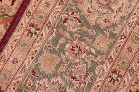 handmade Traditional Lahore Red Green Hand Knotted RECTANGLE 100% WOOL area rug 8x10