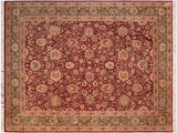 handmade Traditional Lahore Red Green Hand Knotted RECTANGLE 100% WOOL area rug 8x10