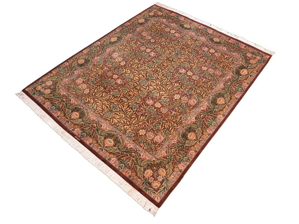 handmade Traditional Imran Brown Gold Hand Knotted RECTANGLE 100% WOOL area rug 8x9