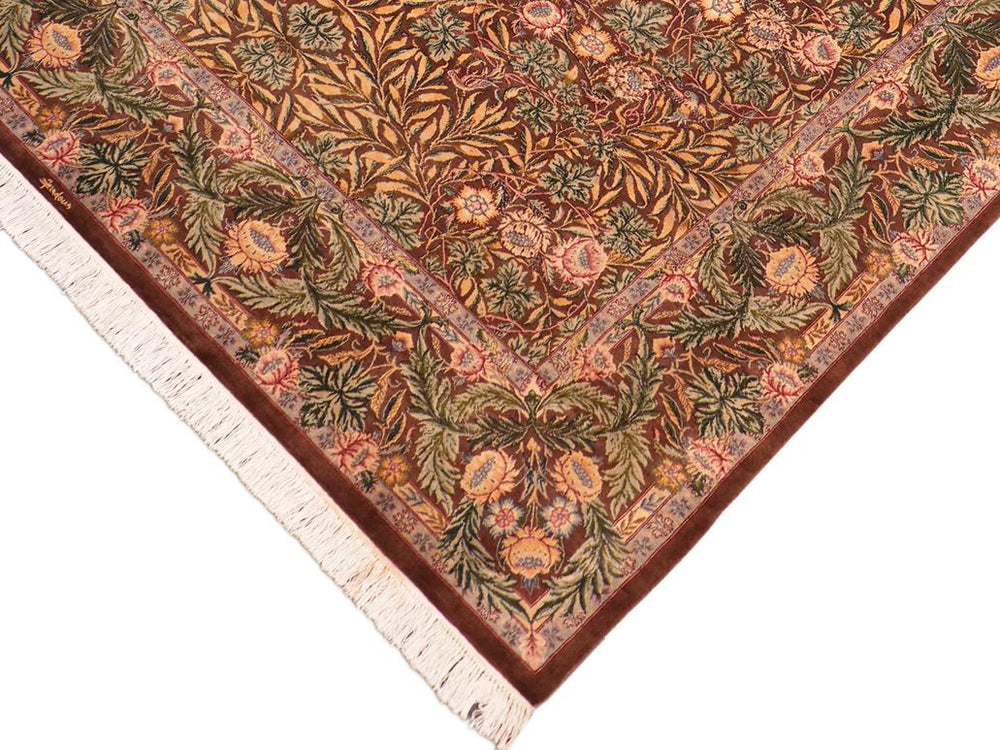 handmade Traditional Imran Brown Gold Hand Knotted RECTANGLE 100% WOOL area rug 8x9