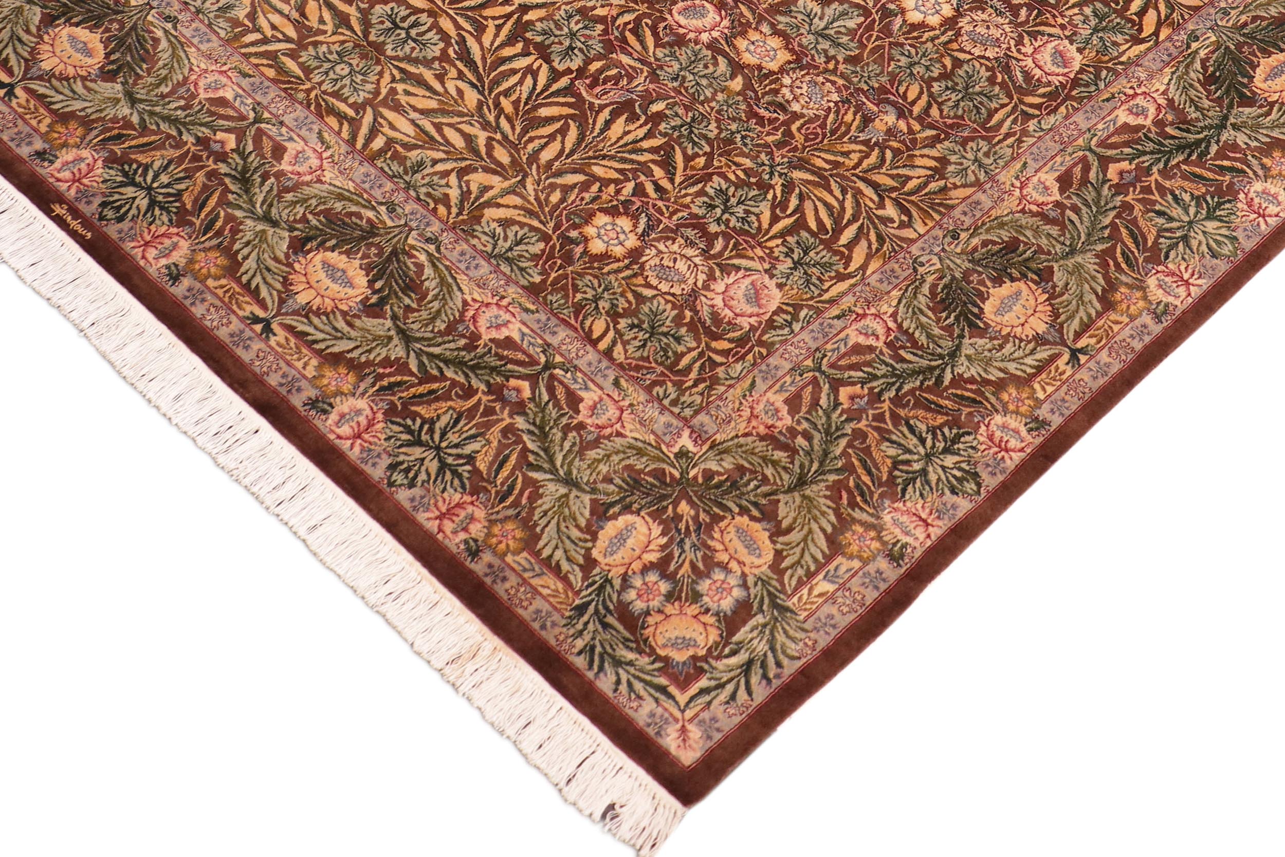 handmade Traditional Imran Brown Gold Hand Knotted RECTANGLE 100% WOOL area rug 8x9