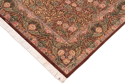 handmade Traditional Imran Brown Gold Hand Knotted RECTANGLE 100% WOOL area rug 8x9