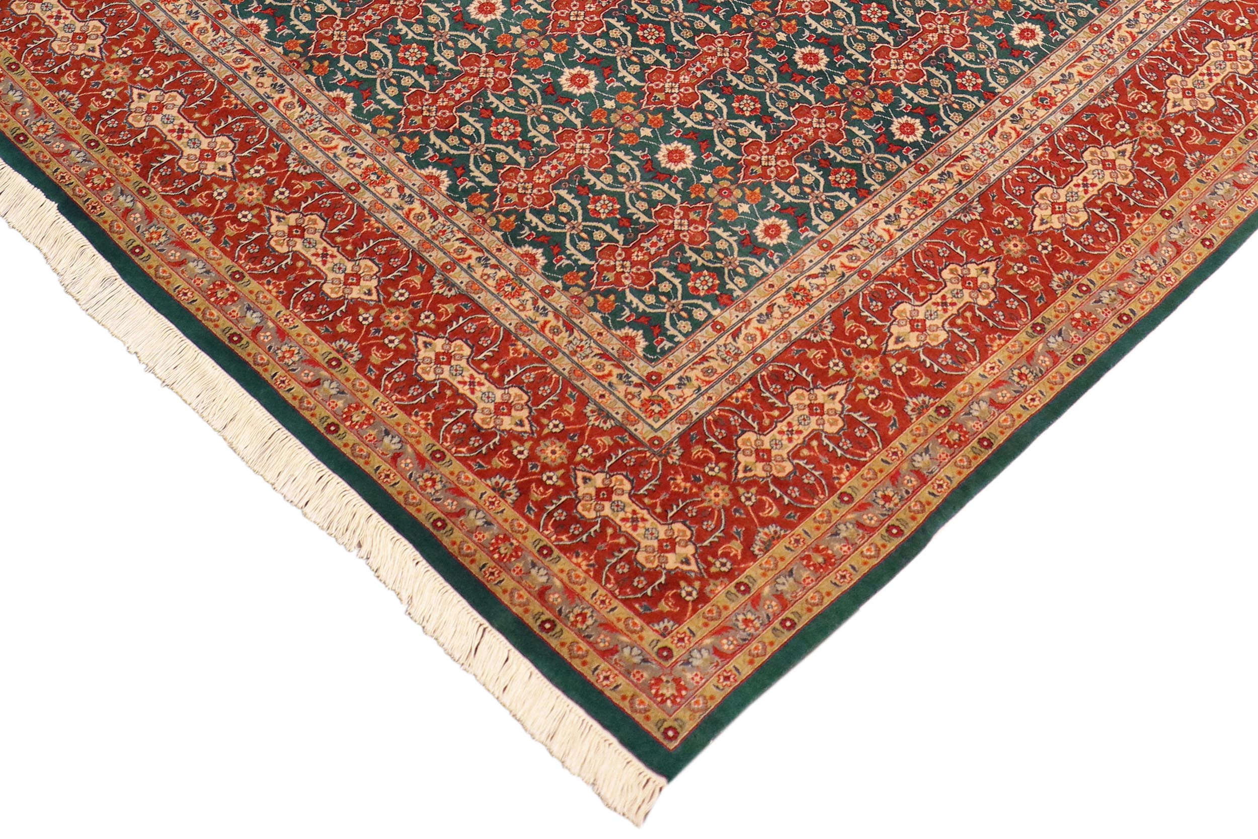 handmade Transitional  Green Rust Hand Knotted RECTANGLE 100% WOOL area rug 8x10