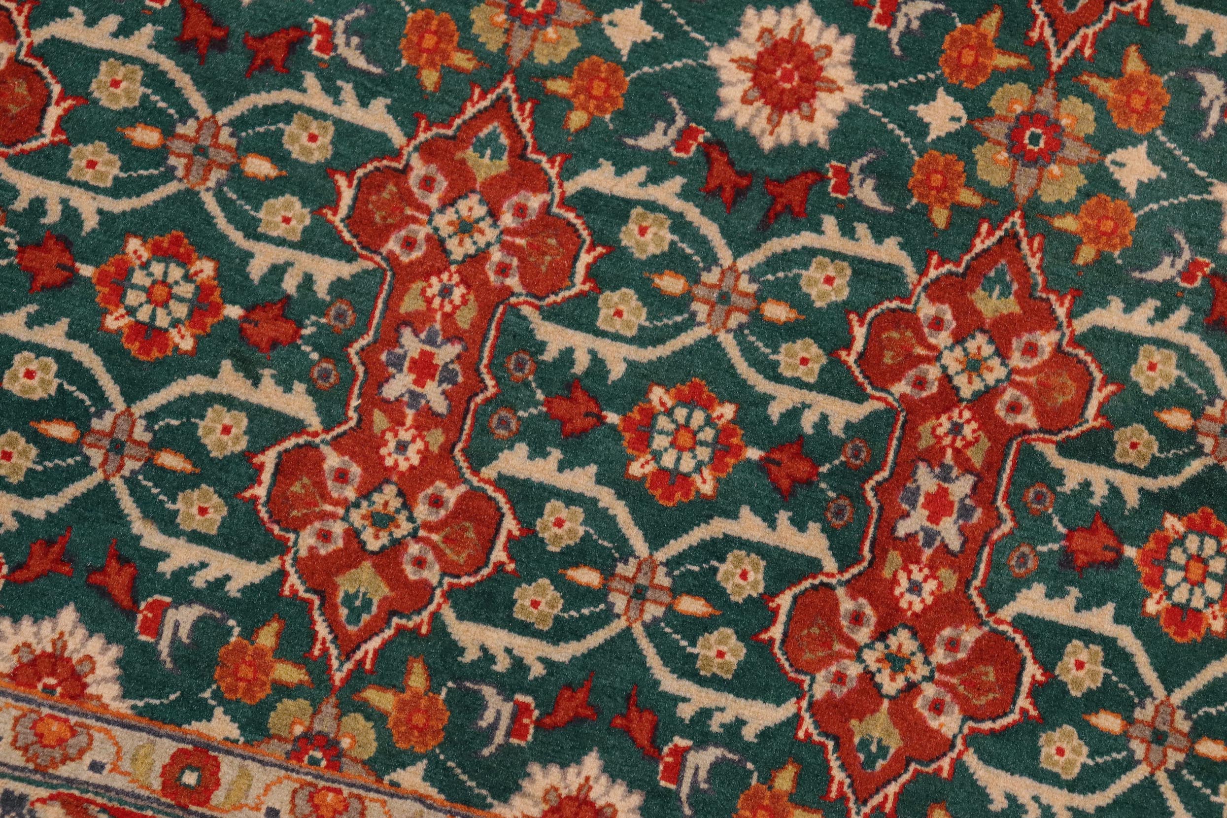 handmade Transitional  Green Rust Hand Knotted RECTANGLE 100% WOOL area rug 8x10