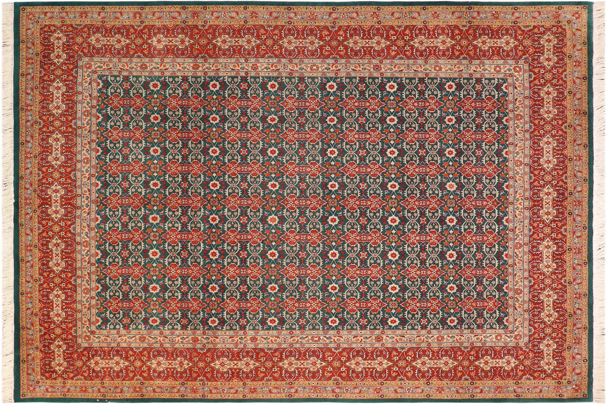 handmade Transitional  Green Rust Hand Knotted RECTANGLE 100% WOOL area rug 8x10