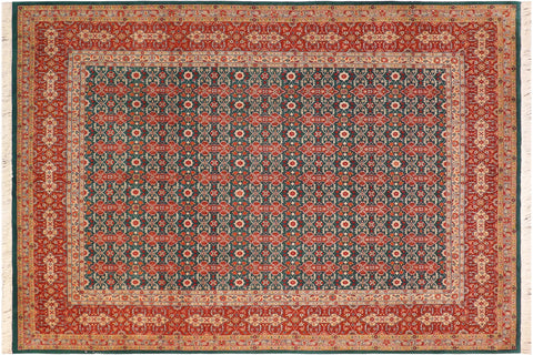 handmade Transitional  Green Rust Hand Knotted RECTANGLE 100% WOOL area rug 8x10