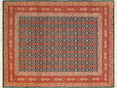 handmade Traditional  Green Rust Hand Knotted RECTANGLE 100% WOOL area rug 8x10