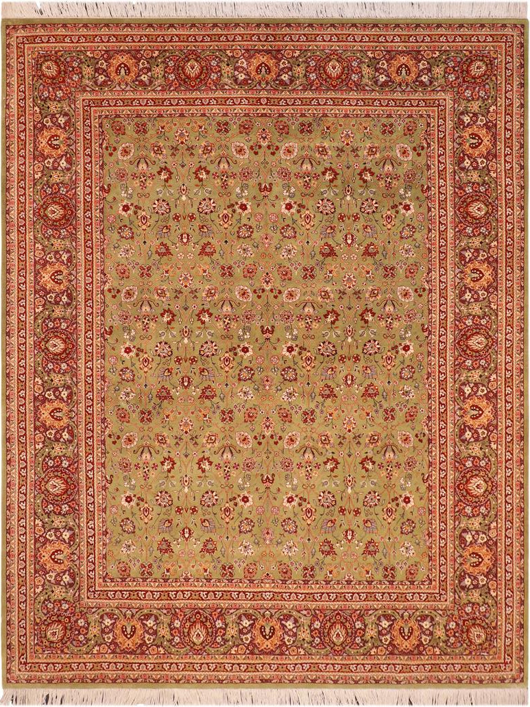 handmade Traditional Regular Green Aubergine Hand Knotted RECTANGLE 100% WOOL area rug 8x10