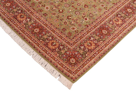 handmade Traditional Regular Green Aubergine Hand Knotted RECTANGLE 100% WOOL area rug 8x10