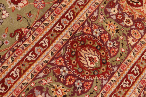 handmade Traditional Regular Green Aubergine Hand Knotted RECTANGLE 100% WOOL area rug 8x10