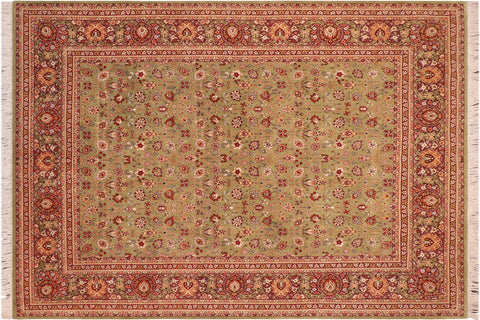 handmade Traditional Regular Green Aubergine Hand Knotted RECTANGLE 100% WOOL area rug 8x10