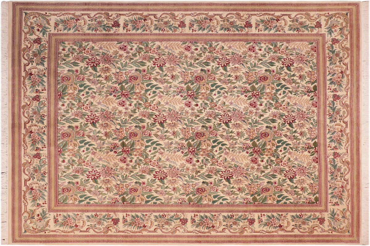 handmade Transitional David Beige Gold Hand Knotted RECTANGLE 100% WOOL area rug 8x10