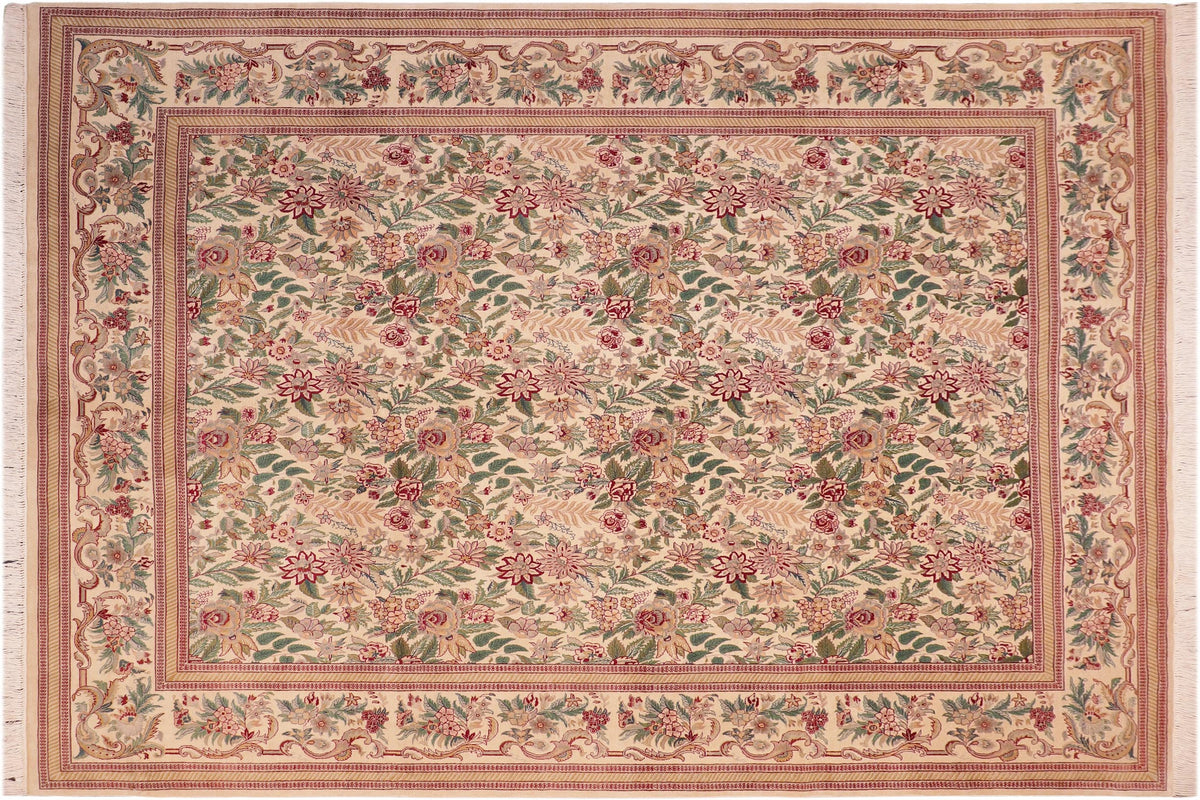 handmade Transitional David Beige Gold Hand Knotted RECTANGLE 100% WOOL area rug 8x10