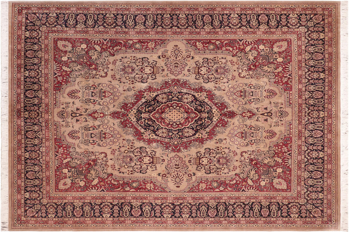handmade Traditional B/2 Tan Blue Hand Knotted RECTANGLE 100% WOOL area rug 8x10
