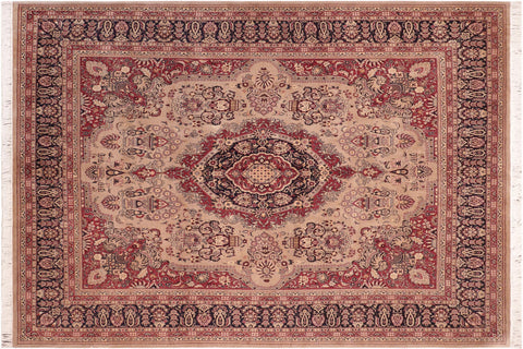 handmade Traditional B/2 Tan Blue Hand Knotted RECTANGLE 100% WOOL area rug 8x10