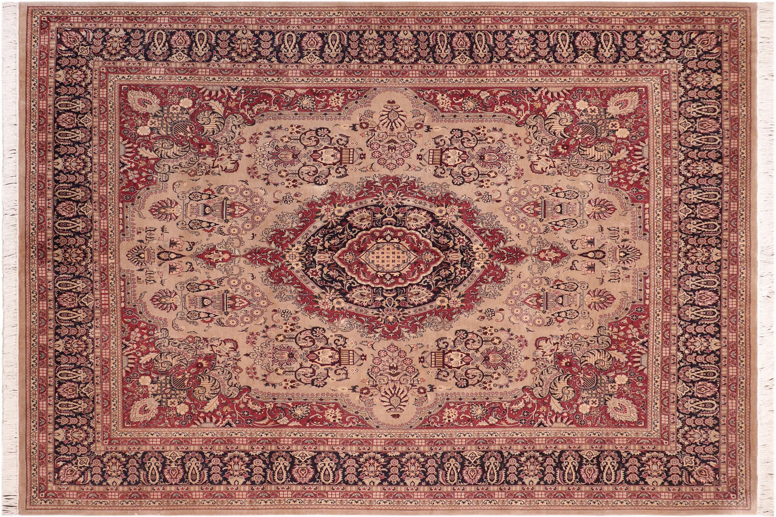 handmade Traditional B/2 Tan Blue Hand Knotted RECTANGLE 100% WOOL area rug 8x10