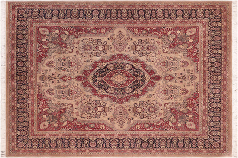 handmade Traditional B/2 Tan Blue Hand Knotted RECTANGLE 100% WOOL area rug 8x10
