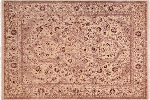 handmade Traditional Kirman Beige Brown Hand Knotted RECTANGLE 100% WOOL area rug 8x10