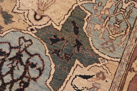 handmade Transitional Kafkaz Blue Brown Hand Knotted RECTANGLE 100% WOOL area rug 6' x 9'