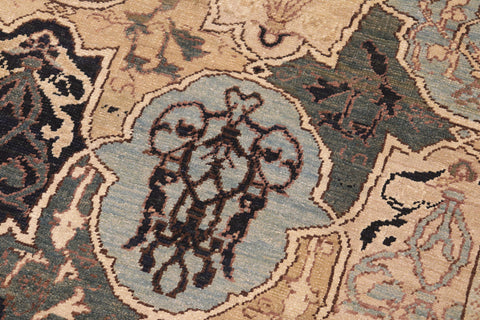 handmade Transitional Kafkaz Blue Brown Hand Knotted RECTANGLE 100% WOOL area rug 6' x 9'