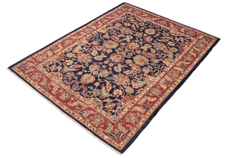 handmade Traditional Kafkaz Blue Red Hand Knotted RECTANGLE 100% WOOL area rug 6x9