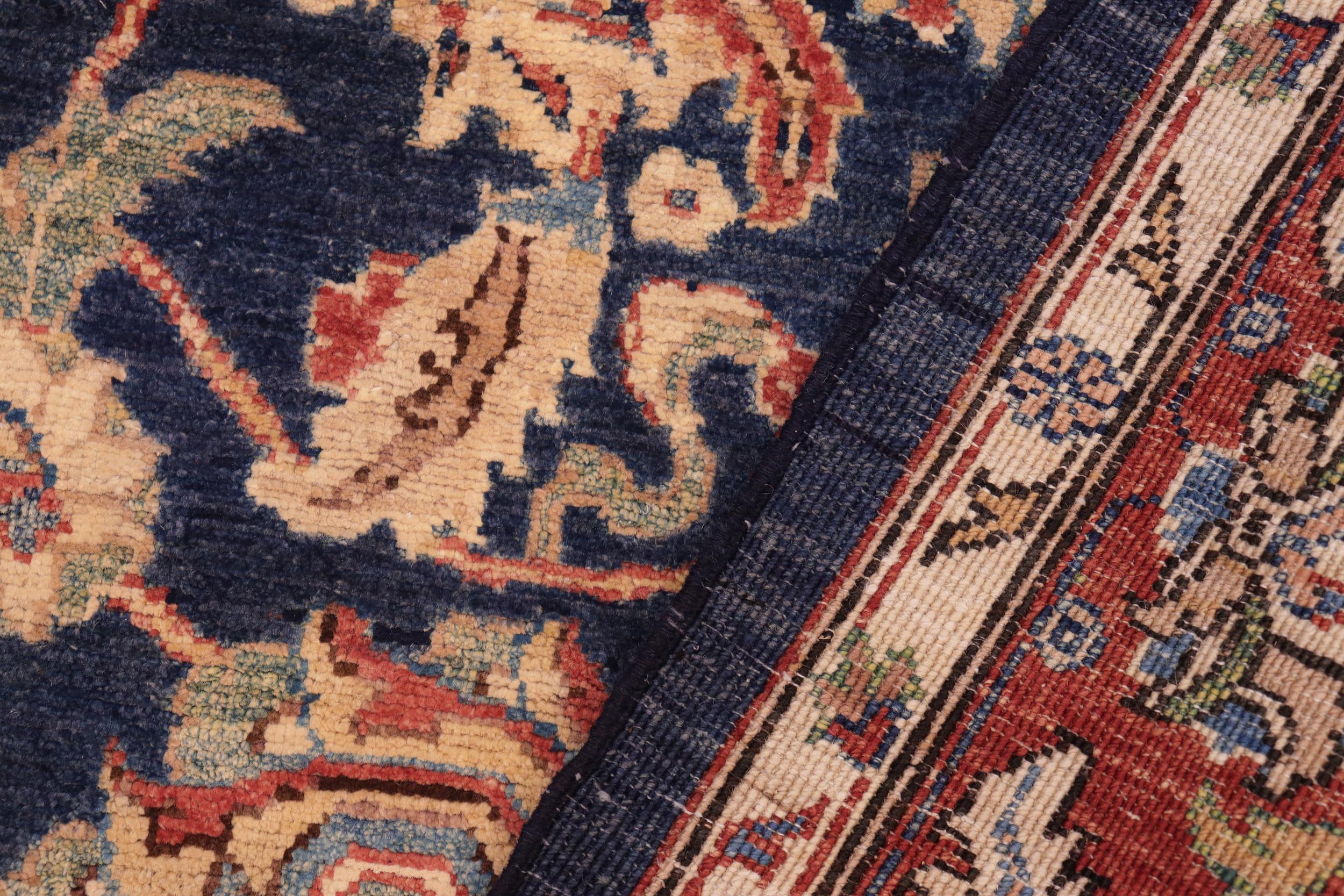 handmade Traditional Kafkaz Blue Red Hand Knotted RECTANGLE 100% WOOL area rug 6x9