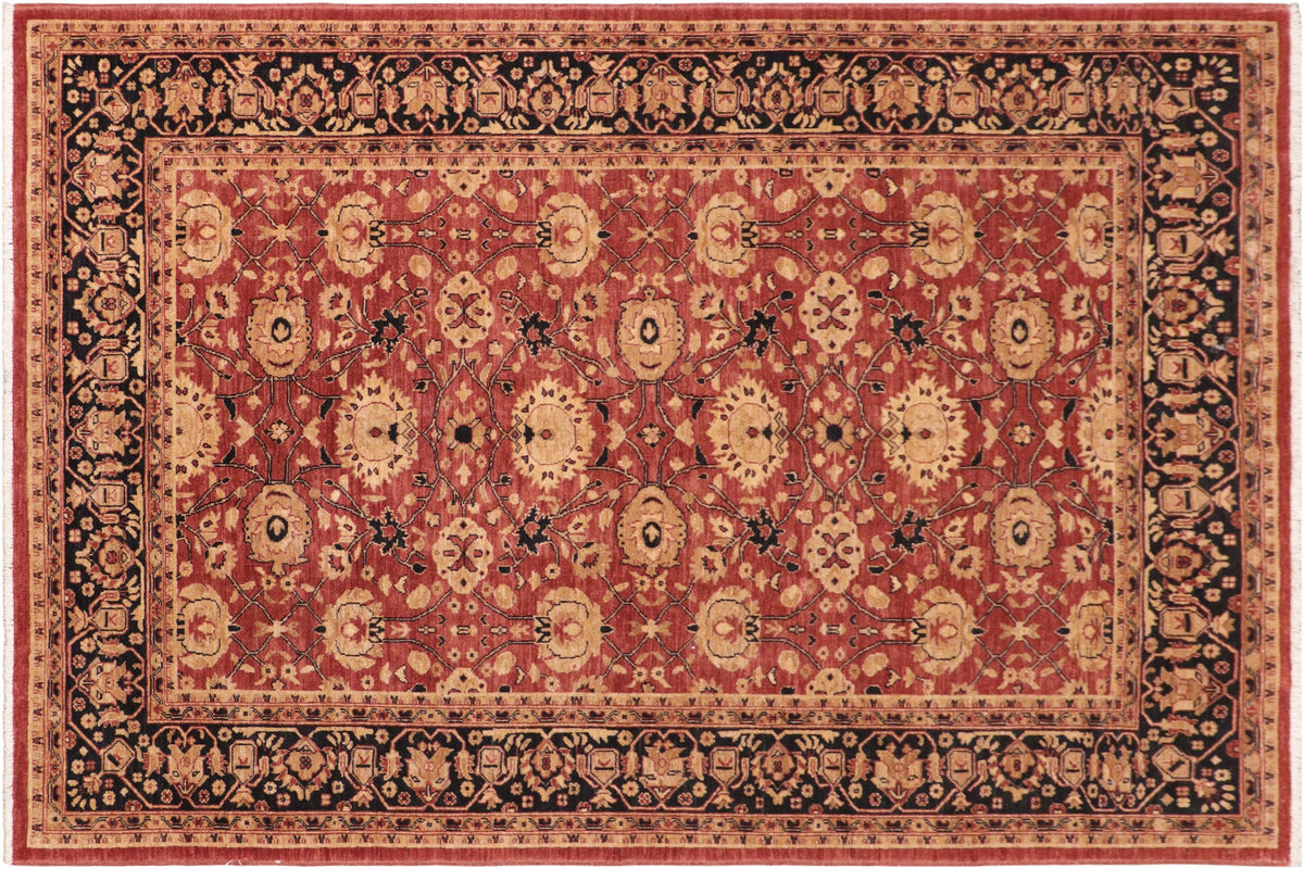 handmade Transitional Kafkaz Rust Blue Hand Knotted RECTANGLE 100% WOOL area rug 6' x 9'