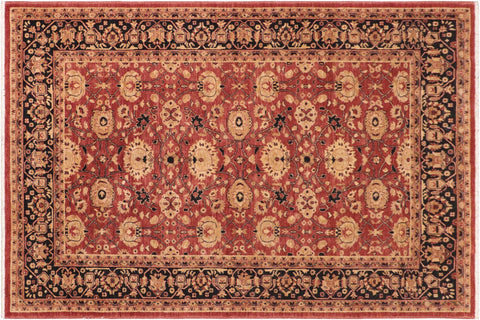 handmade Transitional Kafkaz Rust Blue Hand Knotted RECTANGLE 100% WOOL area rug 6' x 9'